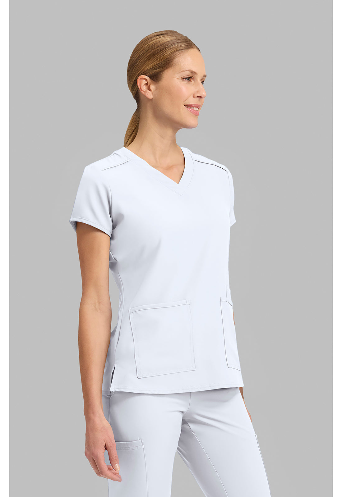 Insight MC2411W Women's 3 Pocket Scrub Top White