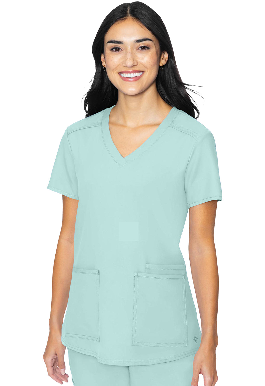 Insight MC2411 3 Pocket Top Arctic Aqua Model Image Front | Med Couture