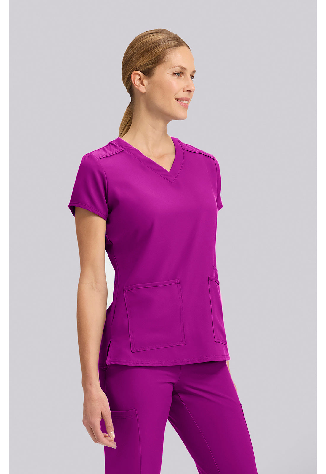 Insight MC2411 Women's 3 Pocket Scrub Top Back To The Fuschia