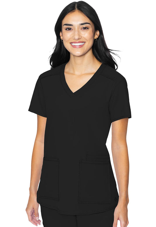 Insight MC2411 3 Pocket Top Black Model Image Front | Med Couture