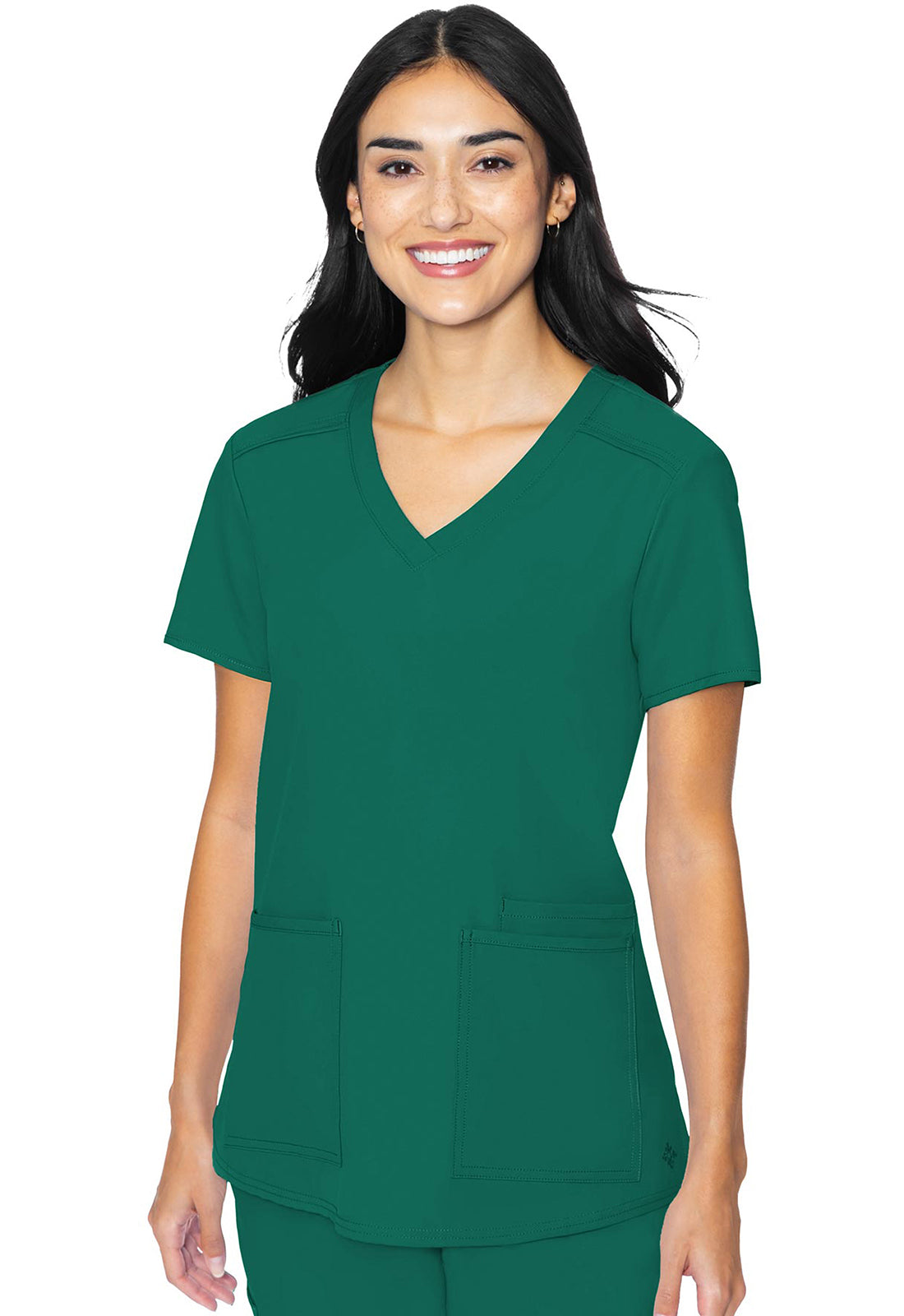 Insight MC2411 3 Pocket Top Hunter Green Model Image Front | Med Couture