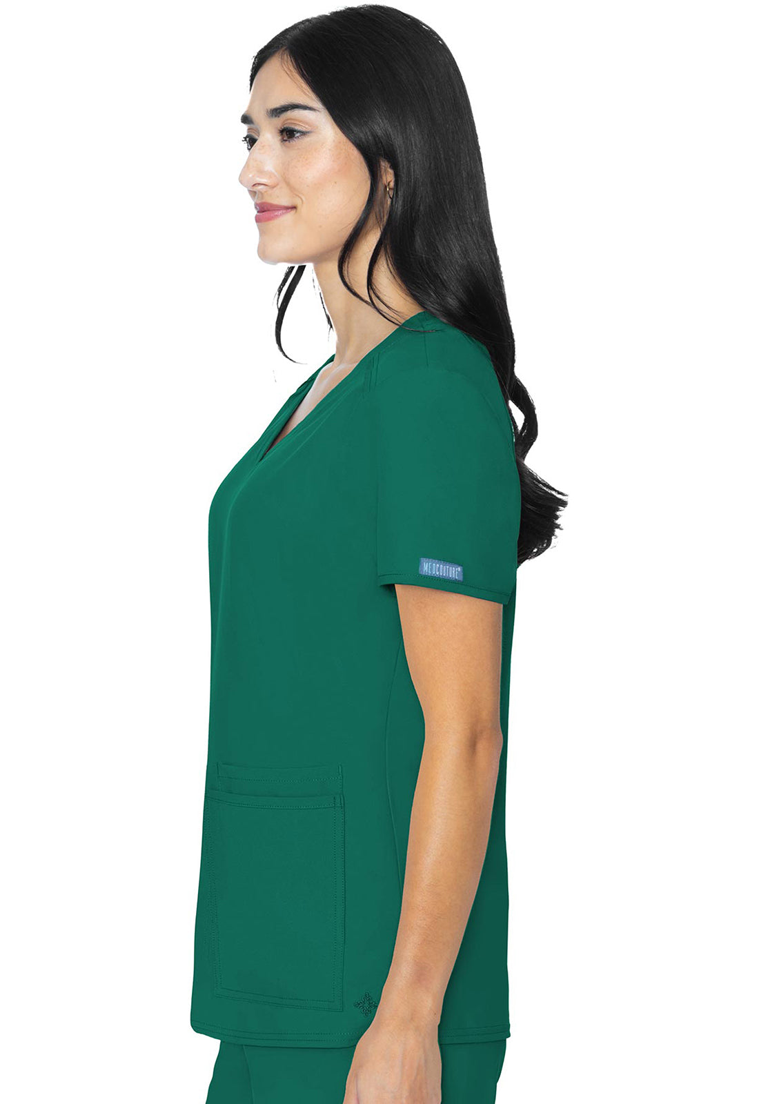 Insight MC2411 3 Pocket Top Hunter Green Model Image Right Side | Med Couture