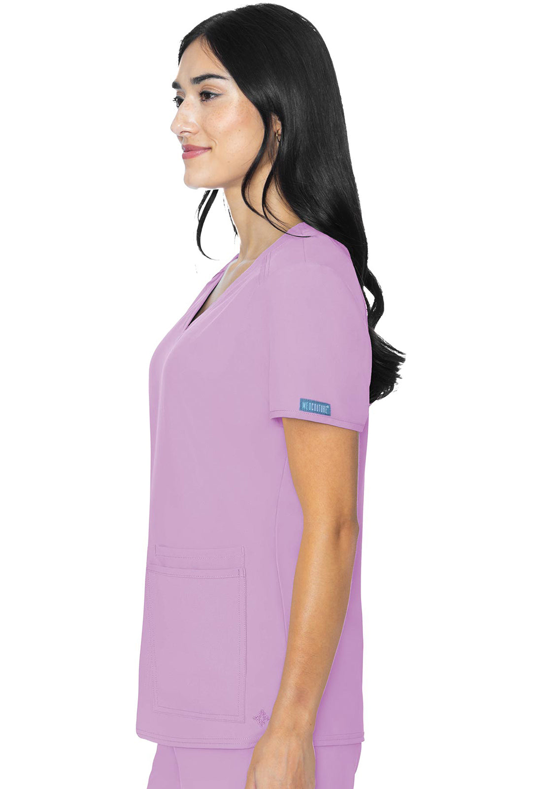 Insight MC2411 3 Pocket Top Lilac Model Image Right Side | Med Couture