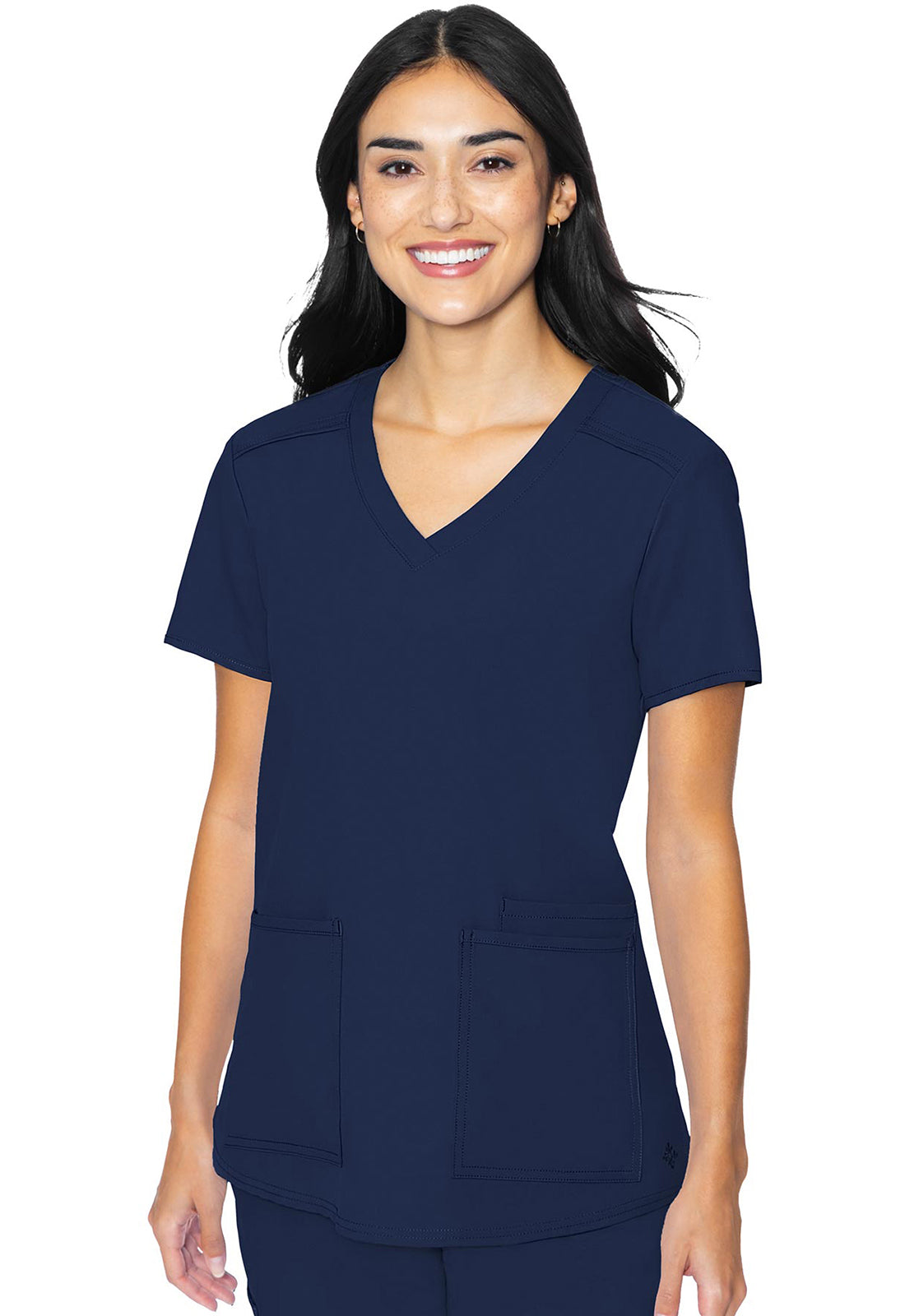 Insight MC2411 3 Pocket Top Navy Model Image Front | Med Couture