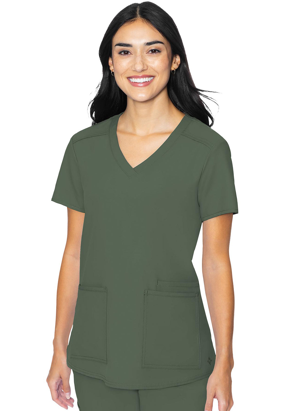 Insight MC2411 3 Pocket Top Olive Model Image Front | Med Couture