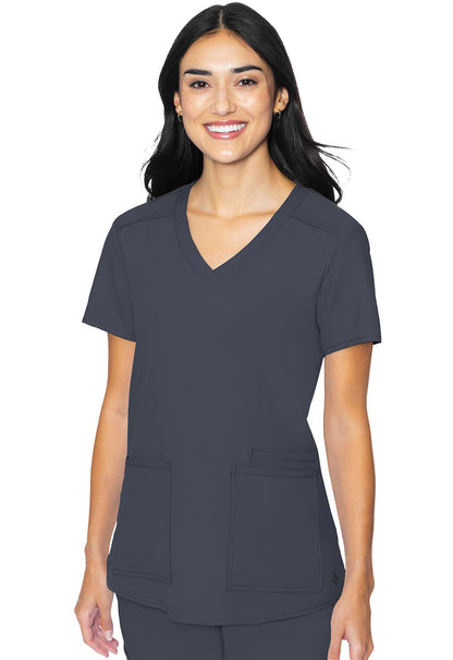 Insight MC2411 3 Pocket Top Pewter Model Image Front | Med Couture