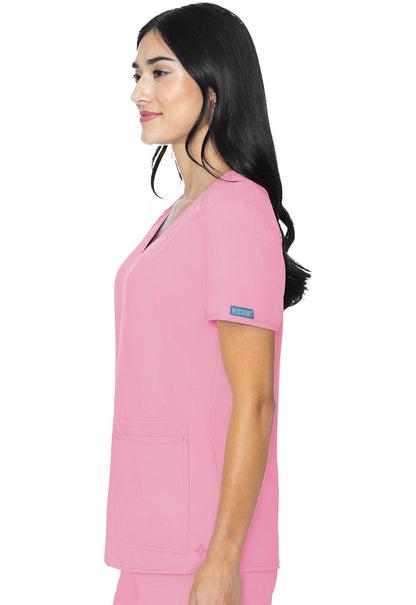 Insight MC2411 3 Pocket Top Taffy Pink Model Image Right Side | Med Couture