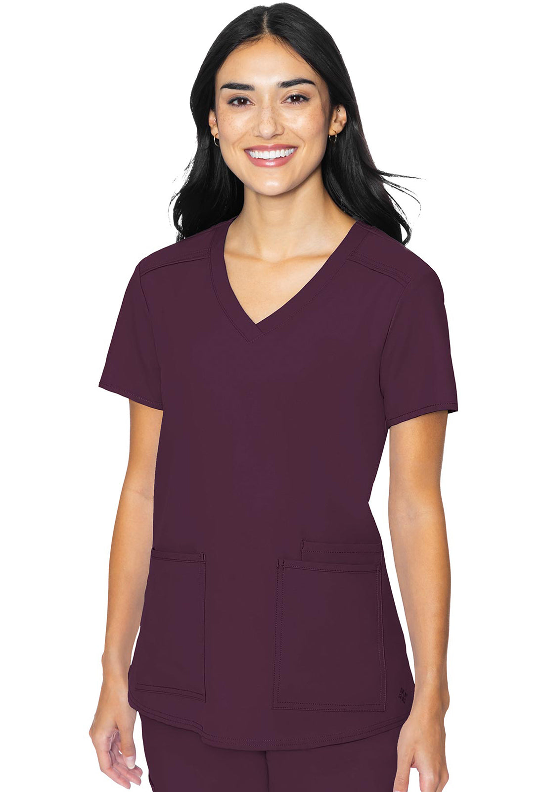 Insight MC2411 3 Pocket Top Wine Model Image Front | Med Couture