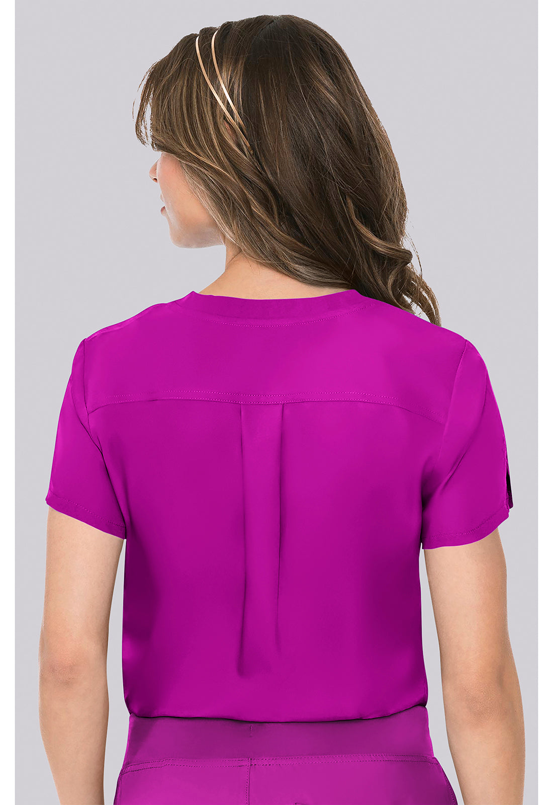 Insight MC2432 Women's One Pocket Tuck-In Scrub Top Back To The Fuschia
