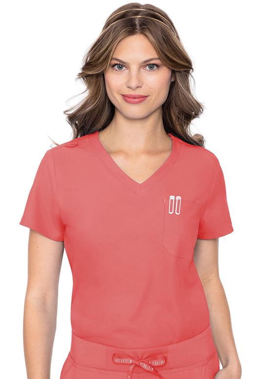 Insight MC2432 One Pocket Tuck-In Top Coral Model Image Front | Med Couture