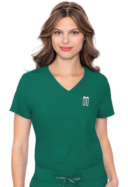 Insight MC2432 One Pocket Tuck-In Top Hunter Green Model Image Front | Med Couture