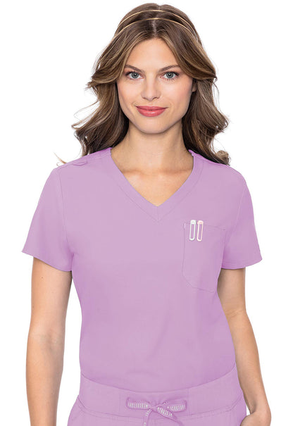 Insight MC2432 One Pocket Tuck-In Top Lilac Model Image Front | Med Couture