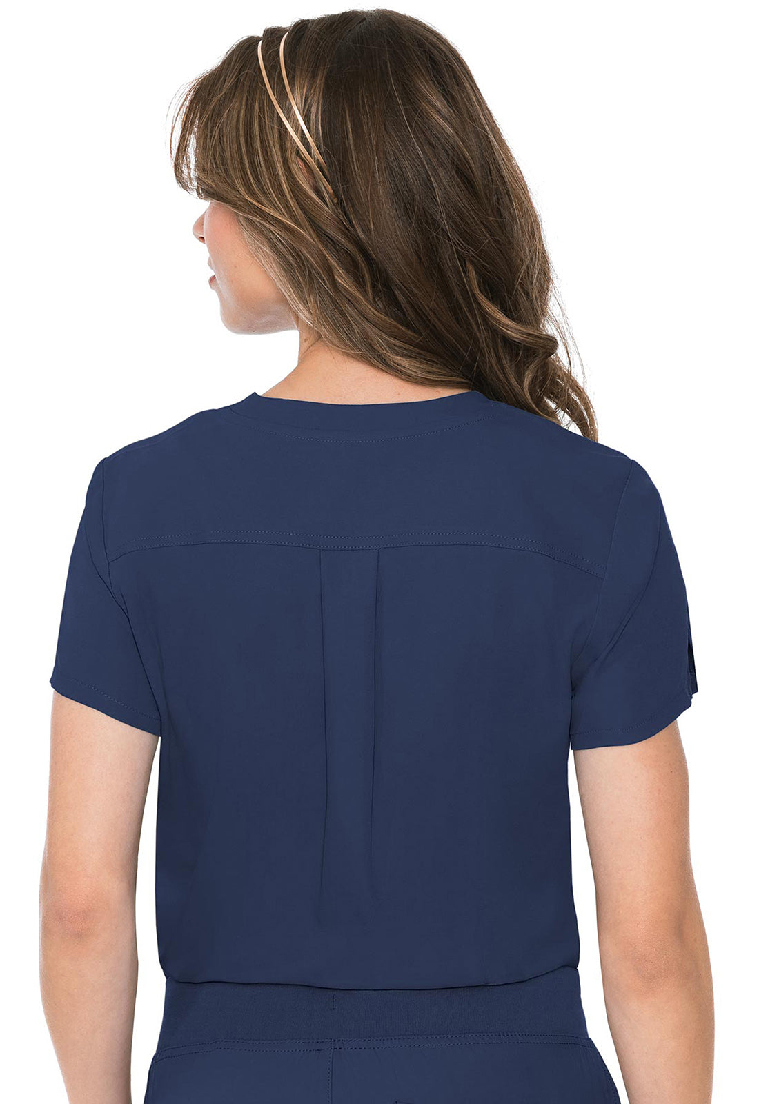 Insight MC2432 One Pocket Tuck-In Top Navy Model Image Back | Med Couture