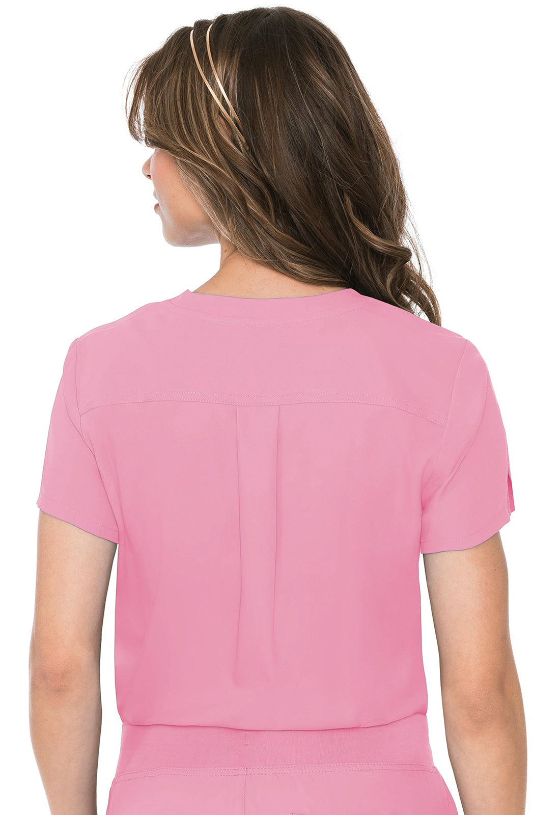 Insight MC2432 One Pocket Tuck-In Top Taffy Pink Model Image Back | Med Couture