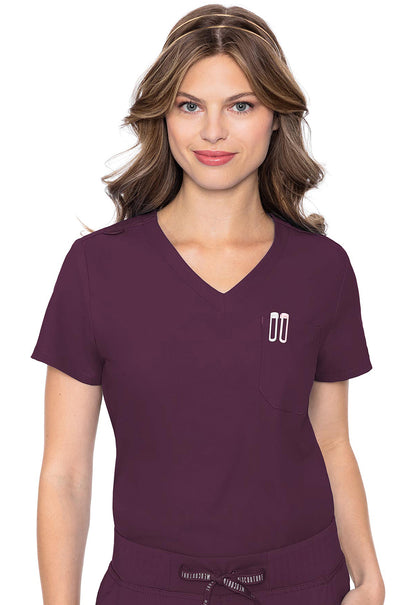 Insight MC2432 One Pocket Tuck-In Top Wine Model Image Front | Med Couture