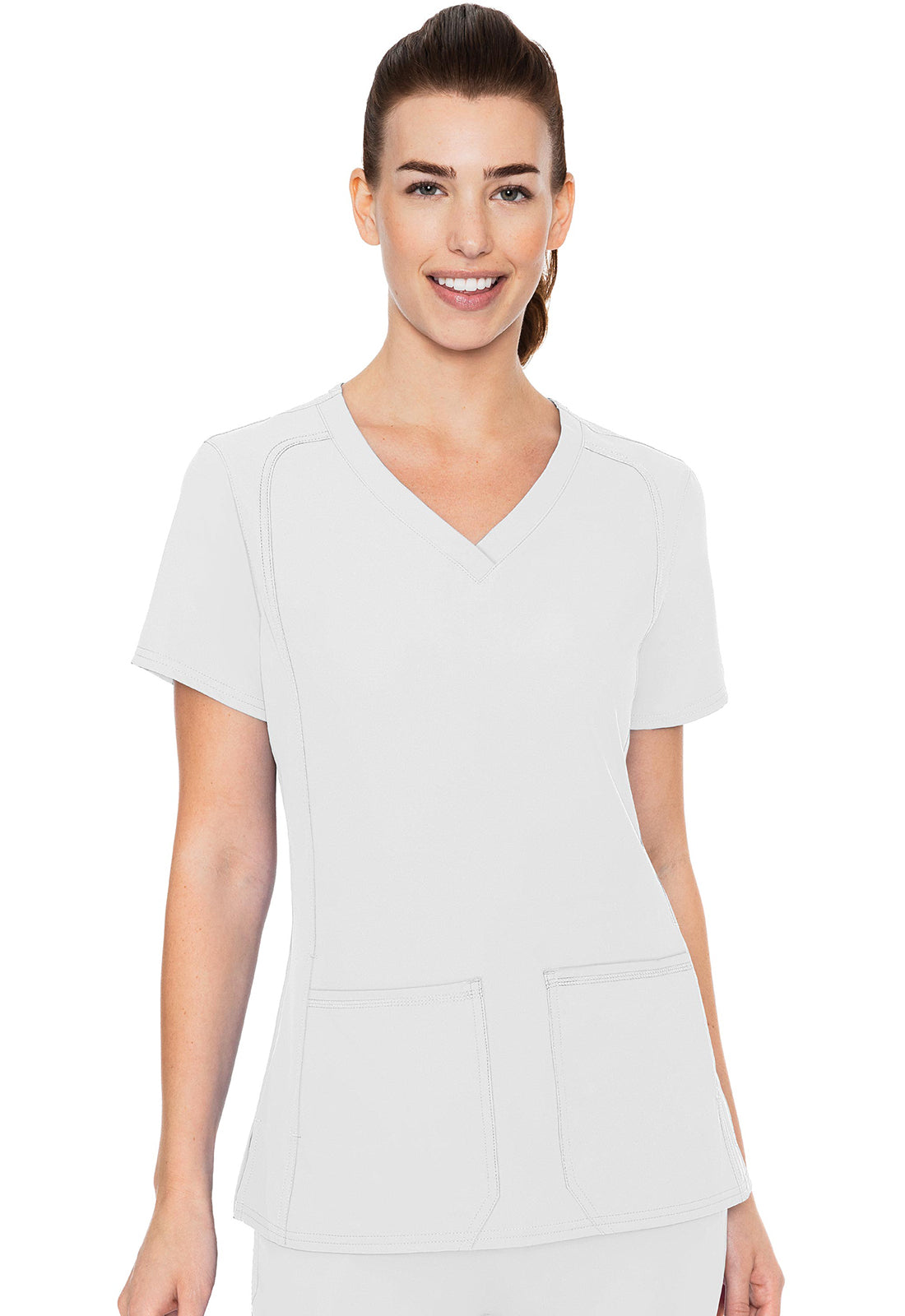 Insight MC2468 Side Pocket Top White Model Image Front | Med Couture