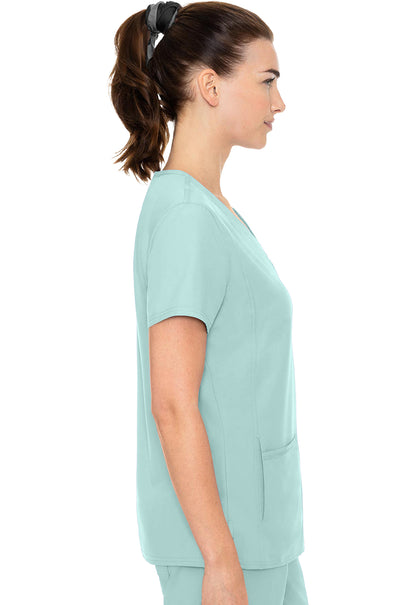 Insight MC2468 Side Pocket Top Arctic Aqua Model Image Left Side | Med Couture