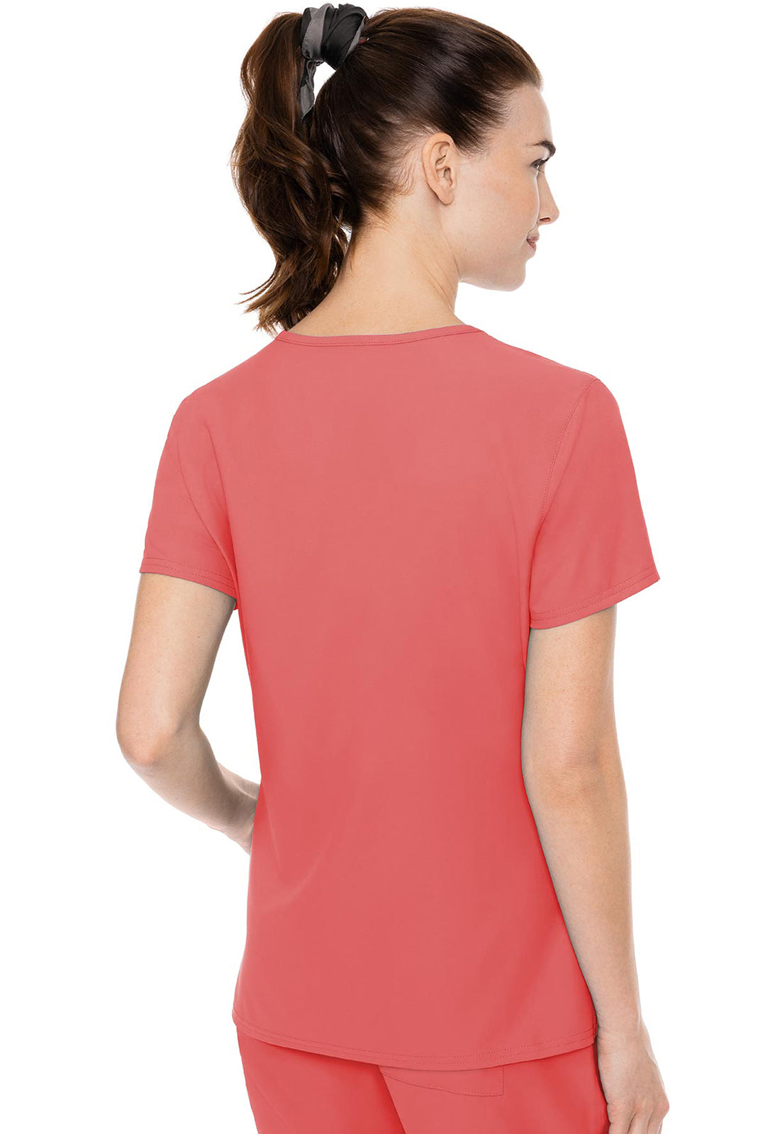 Insight MC2468 Side Pocket Top Coral Model Image Back | Med Couture