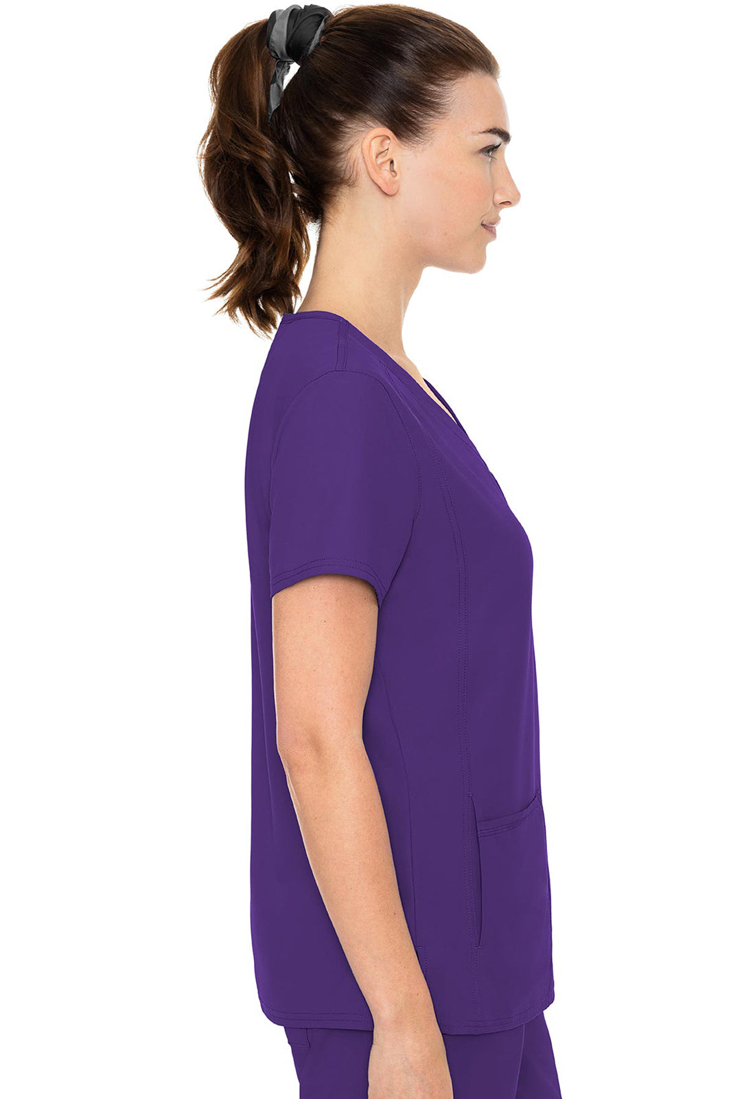 Insight MC2468 Side Pocket Top Grape Model Image Left Side | Med Couture