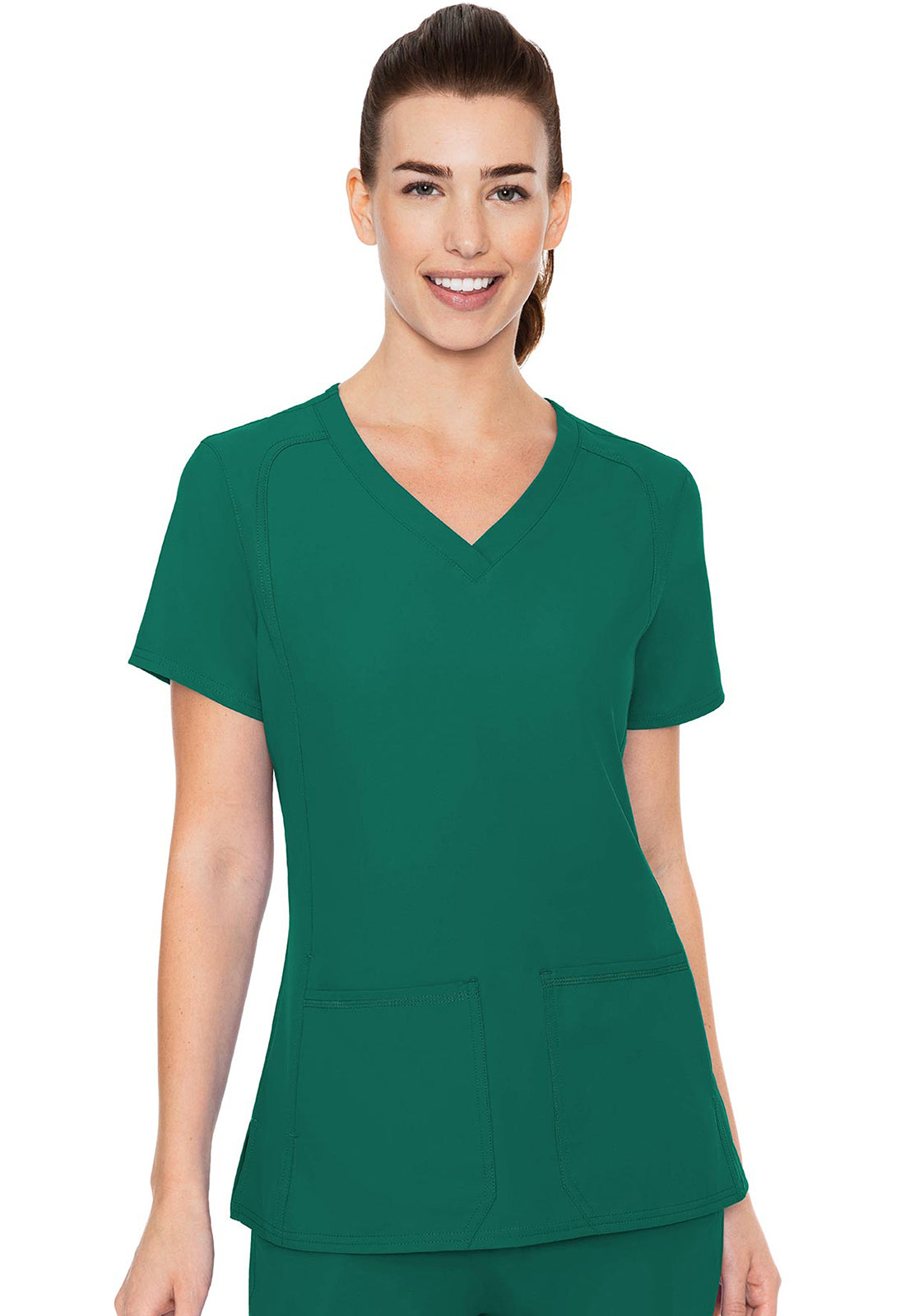 Insight MC2468 Side Pocket Top Hunter Green Model Image Front | Med Couture