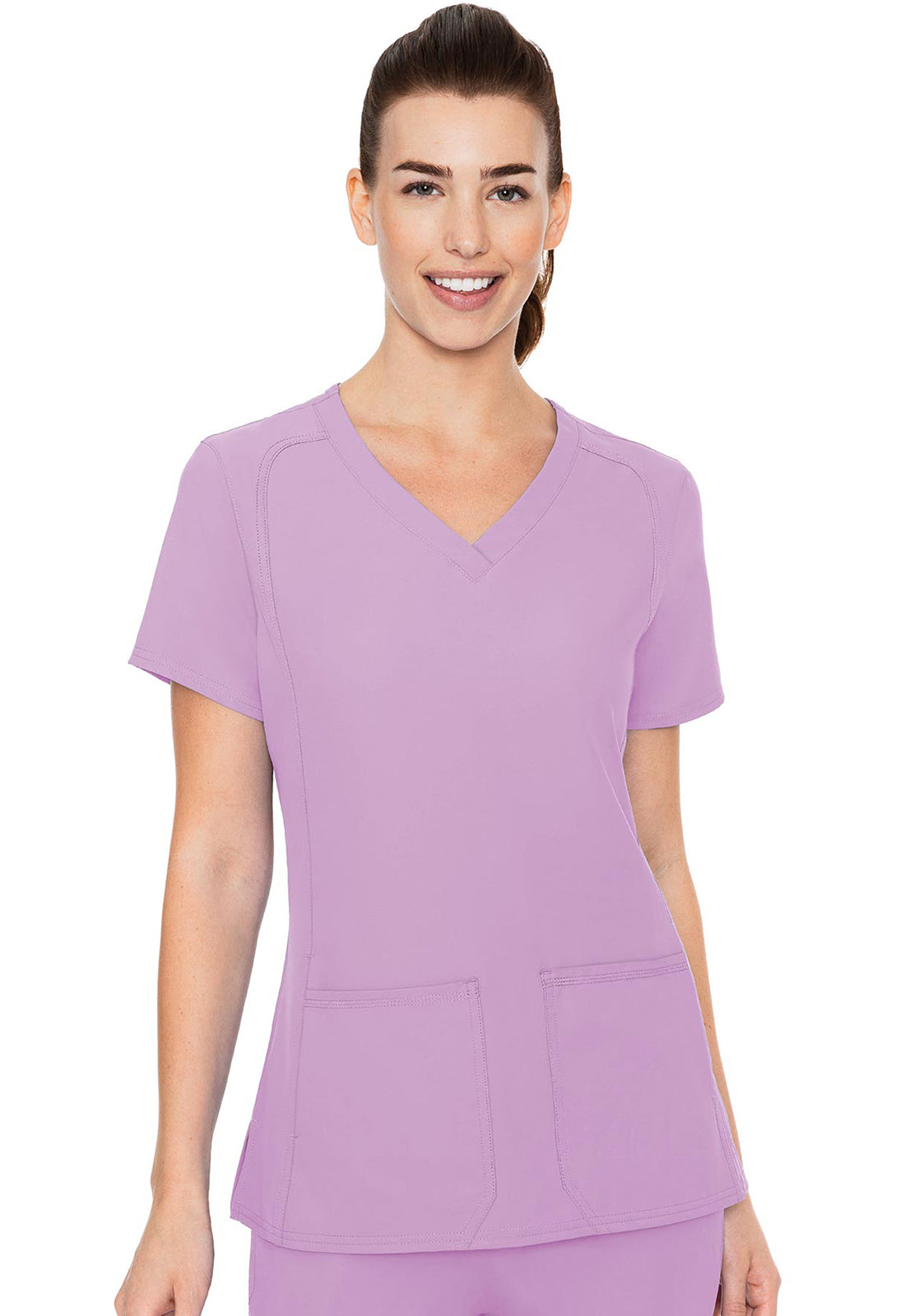 Insight MC2468 Side Pocket Top Lilac Model Image Front | Med Couture