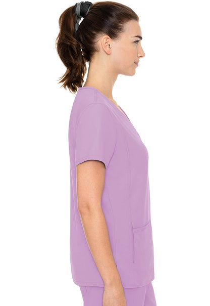 Insight MC2468 Side Pocket Top Lilac Model Image Left Side | Med Couture