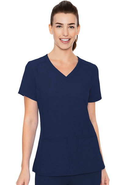 Insight MC2468 Side Pocket Top Navy Model Image Front | Med Couture