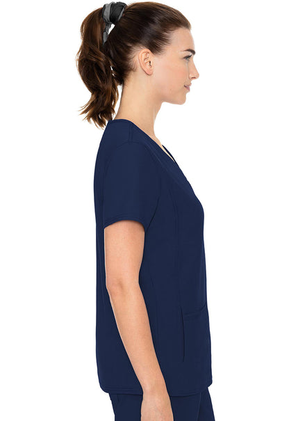 Insight MC2468 Side Pocket Top Navy Model Image Left Side | Med Couture