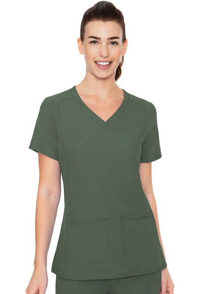 Insight MC2468 Side Pocket Top Olive Model Image Front | Med Couture