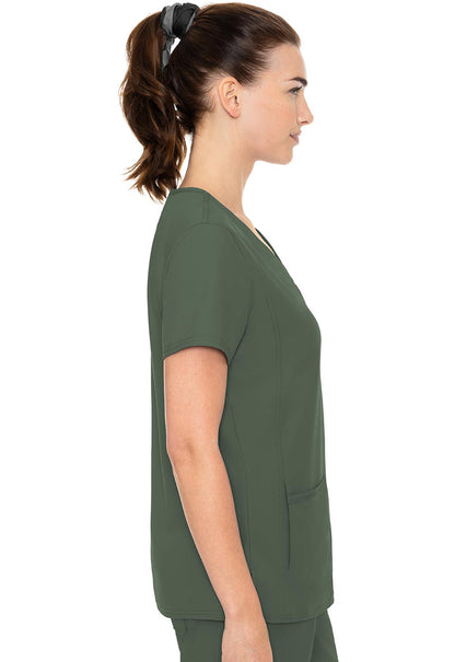 Insight MC2468 Side Pocket Top Olive Model Image Left Side | Med Couture