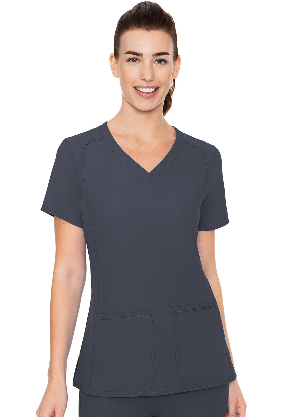 Insight MC2468 Side Pocket Top Pewter Model Image Front | Med Couture