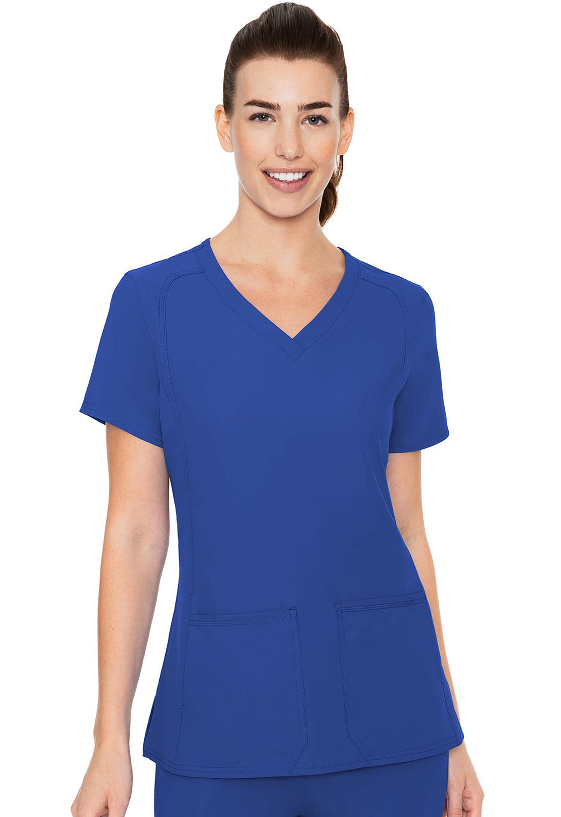 Insight MC2468 Side Pocket Top Royal Model Image Front | Med Couture