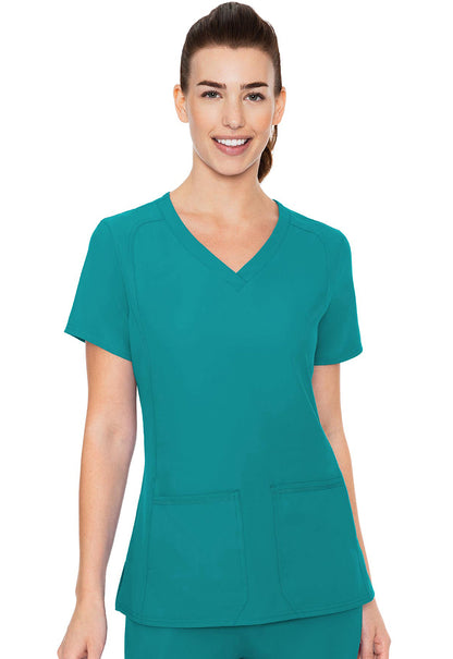 Insight MC2468 Side Pocket Top Teal Model Image Front | Med Couture