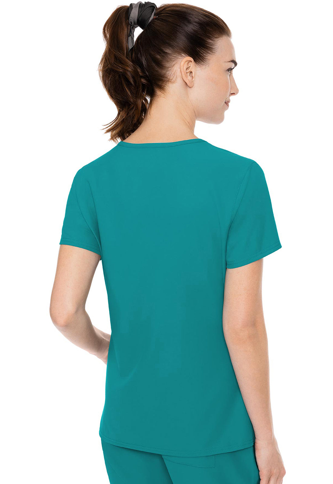 Insight MC2468 Side Pocket Top Teal Model Image Back | Med Couture