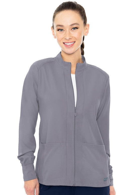 Insight MC2660 Zip Front Warm-Up With Shoulder Yokes Cloud Model Image Front | Med Couture