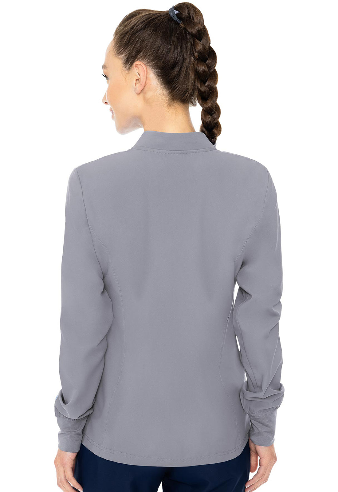 Insight MC2660 Zip Front Warm-Up With Shoulder Yokes Cloud Model Image Back | Med Couture