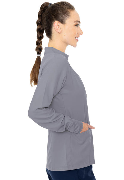 Insight MC2660 Zip Front Warm-Up With Shoulder Yokes Cloud Model Image Left Side | Med Couture