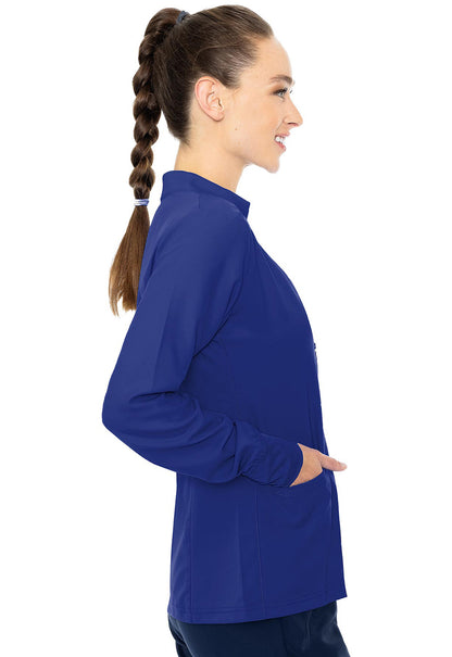 Insight MC2660 Zip Front Warm-Up With Shoulder Yokes Galaxy Model Image Left Side | Med Couture