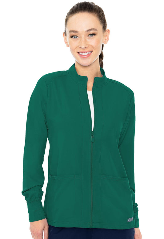 Insight MC2660 Zip Front Warm-Up With Shoulder Yokes Hunter Green Model Image Front | Med Couture