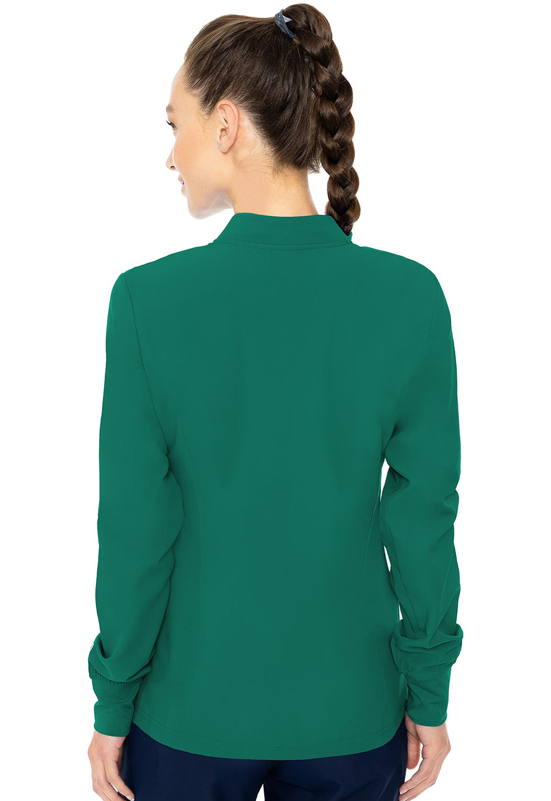 Insight MC2660 Zip Front Warm-Up With Shoulder Yokes Hunter Green Model Image Back | Med Couture