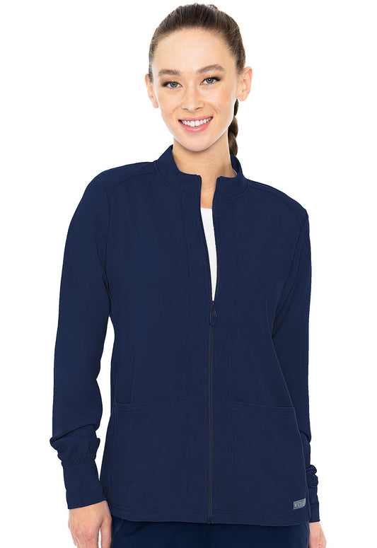 Insight MC2660 Zip Front Warm-Up With Shoulder Yokes Navy Model Image Front | Med Couture