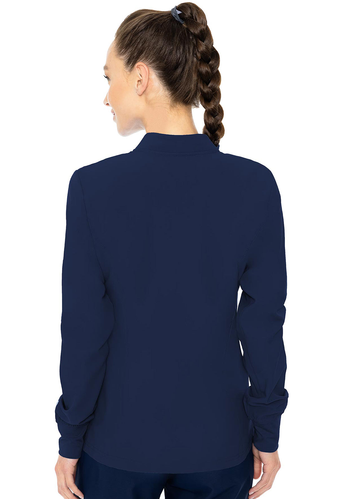 Insight MC2660 Zip Front Warm-Up With Shoulder Yokes Navy Model Image Back | Med Couture