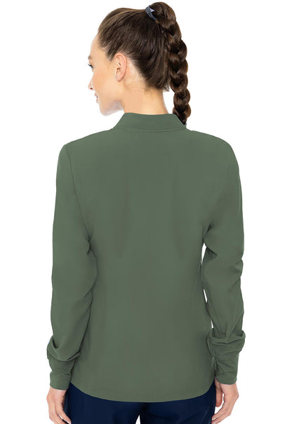 Insight MC2660 Zip Front Warm-Up With Shoulder Yokes Olive Model Image Back | Med Couture