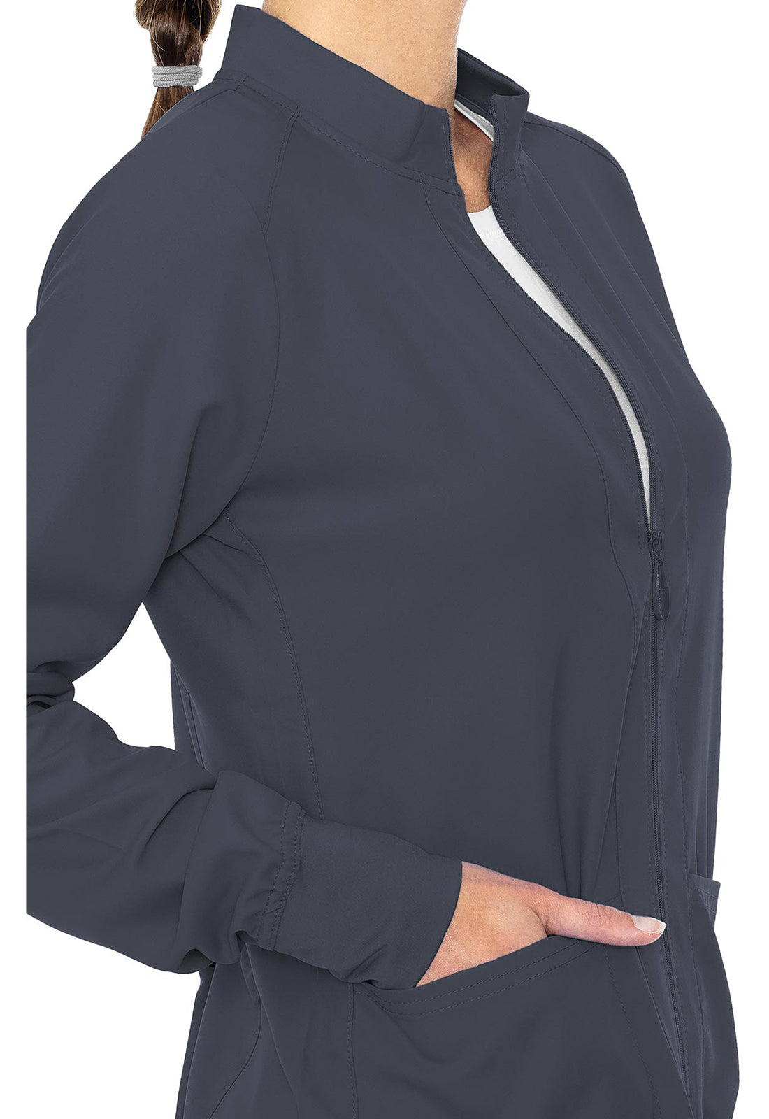 Insight MC2660 Zip Front Warm-Up With Shoulder Yokes Pewter