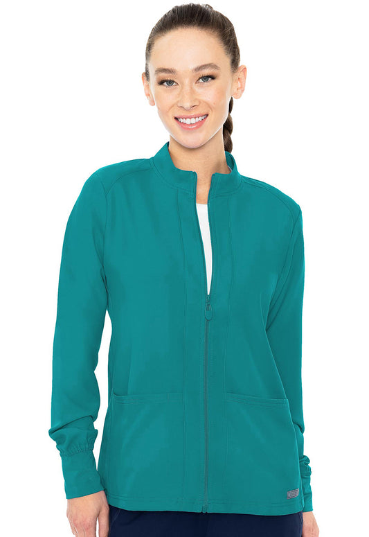 Insight MC2660 Zip Front Warm-Up With Shoulder Yokes Teal Model Image Front | Med Couture