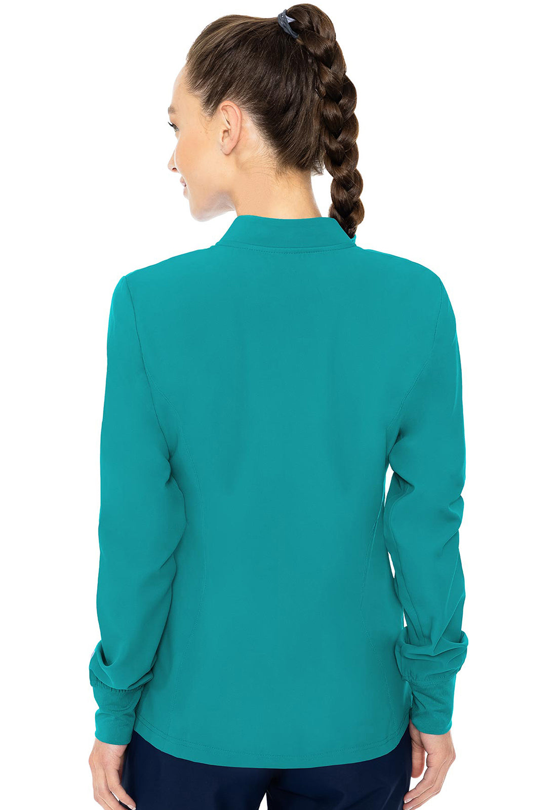 Insight MC2660 Zip Front Warm-Up With Shoulder Yokes Teal Model Image Back | Med Couture