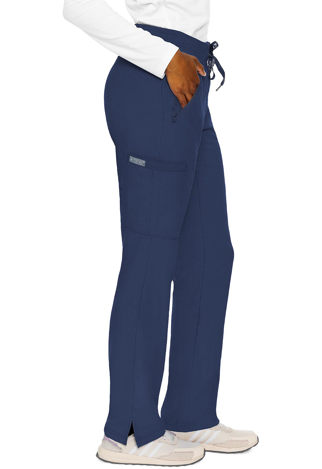 Insight MC2702 Zipper Pants Navy Model Image Left Side | Med Couture