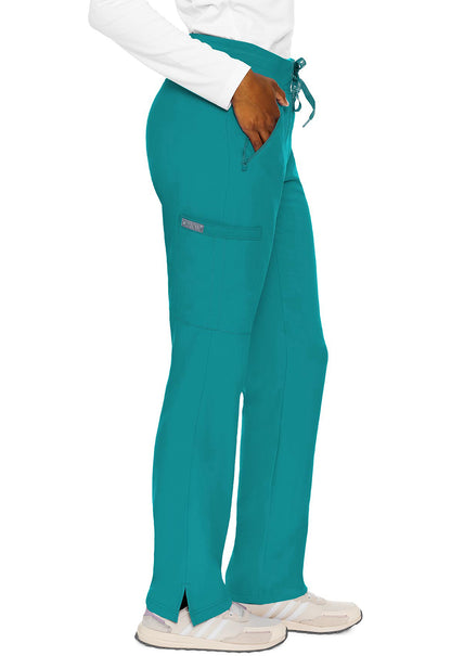 Insight MC2702 Zipper Pants Teal Model Image Left Side | Med Couture