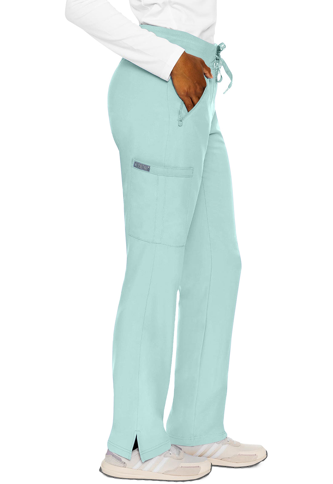 Insight MC2702 Zipper Pants Arctic Aqua Model Image Left Side | Med Couture