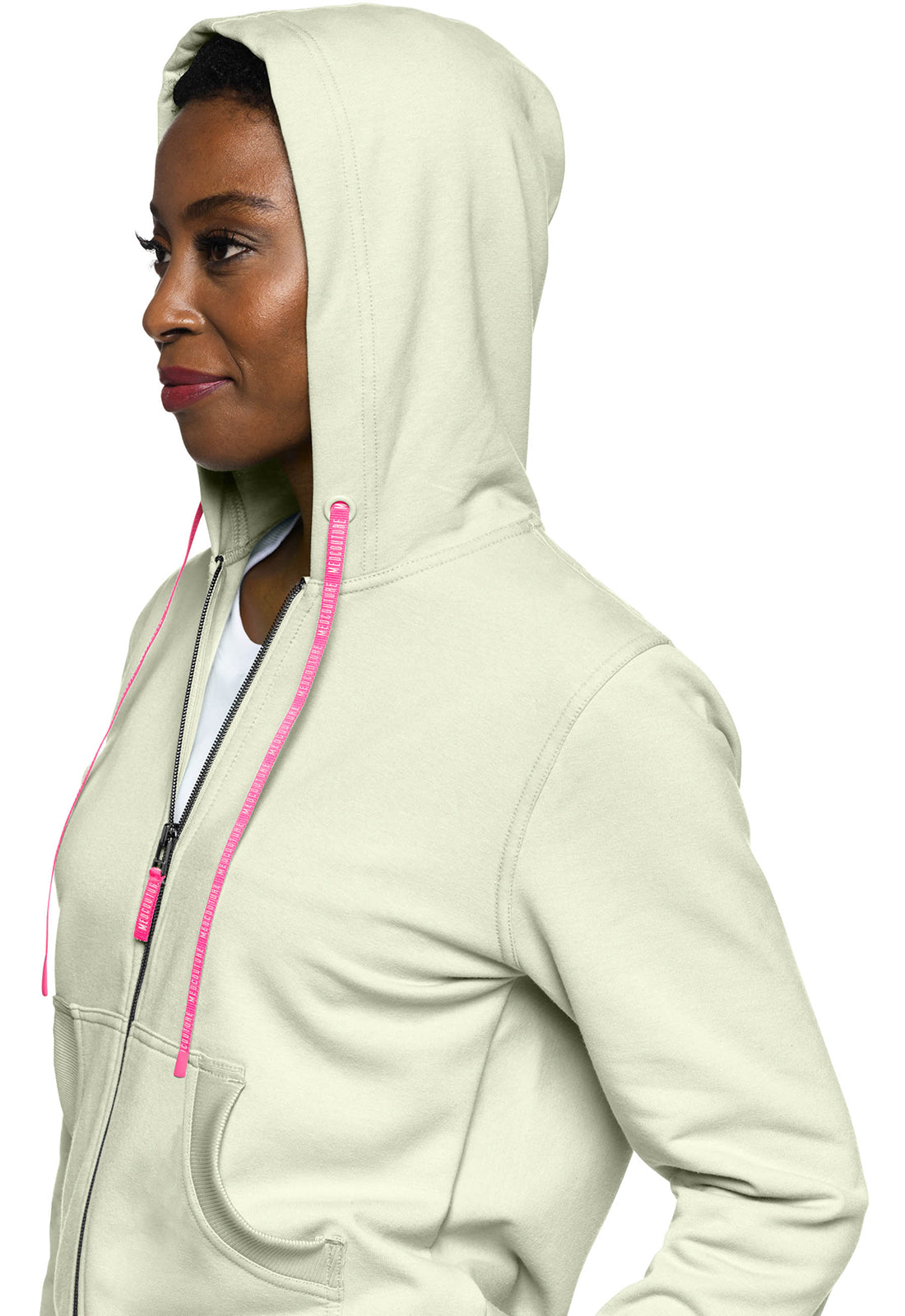 Lifestyle MC316 Fleece Zip Front Logo Hoodie Sweet Cream